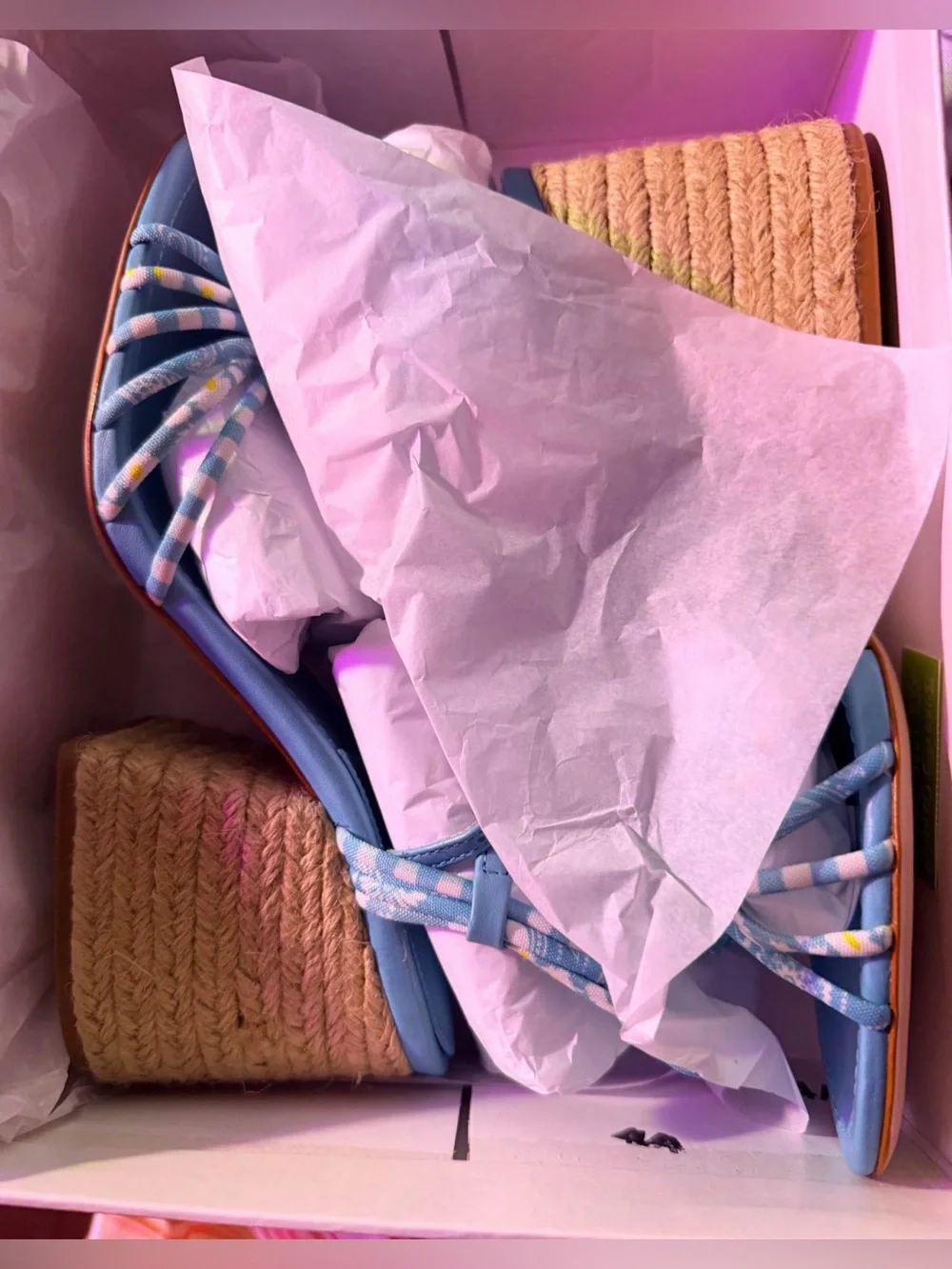 SCHUTZ Light Blue Braided Espadrille Block Heel Sandals